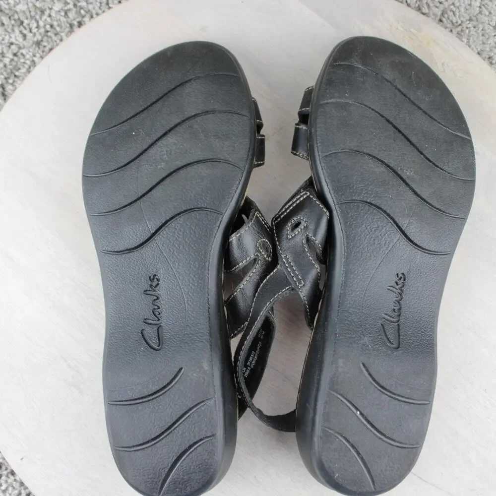 Clarks Collection Leisa Strappy Comfort Sandals Black Leather Womens 9 - Picture 5 of 7